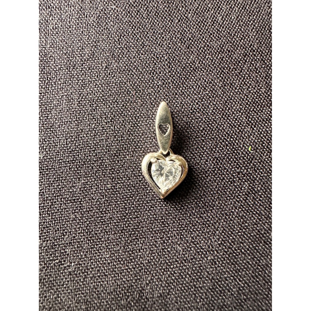 Sterling Silver 925 CZ Heart Pendant DL Maker Mark Cubic Zirconia Charm